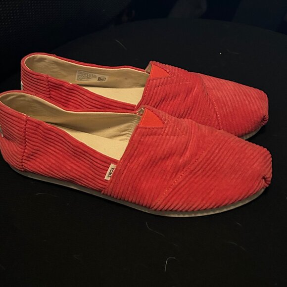 Toms Womens Alpargata Red Corduroy Comfort Flats Size 7.5W Wide - Picture 3 of 4